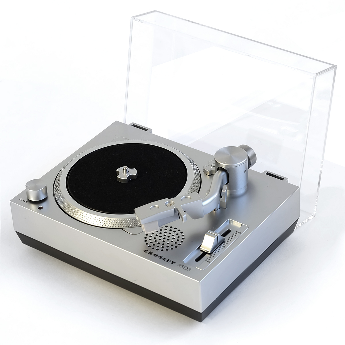 This new translucent mini-turntable plays 3” records