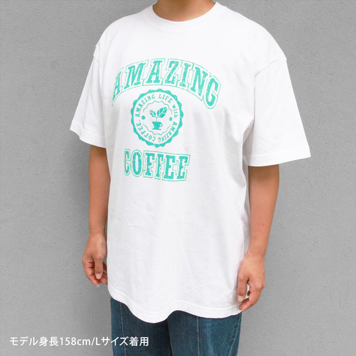 AMAZING COFFEE カレッジロゴ Tee〈ホワイト〉 詳細画像 ー 5